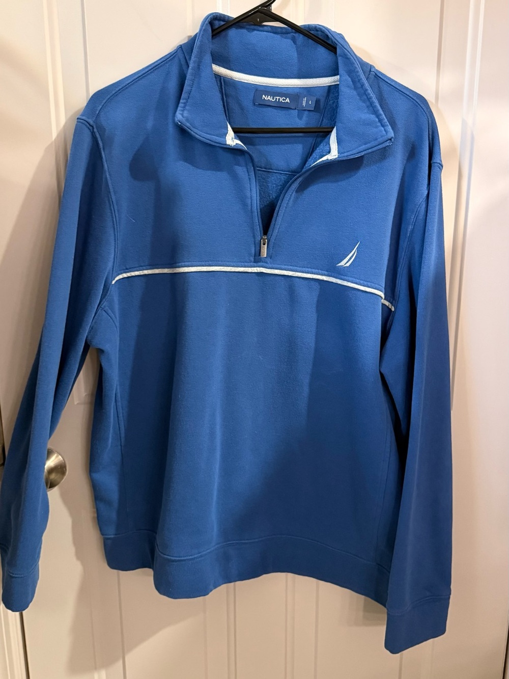 Nautica Men’s Royal Blue Half-Zip Pullover with Contrast Piping